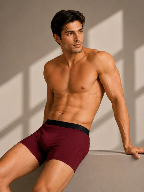 VelvetCore Maroon Boxer Briefs for Men