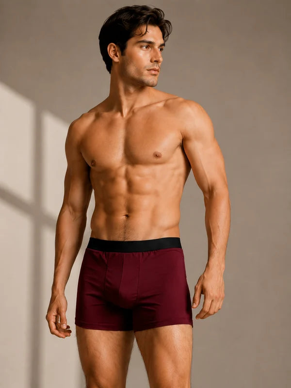VelvetCore Maroon Boxer Briefs for Men