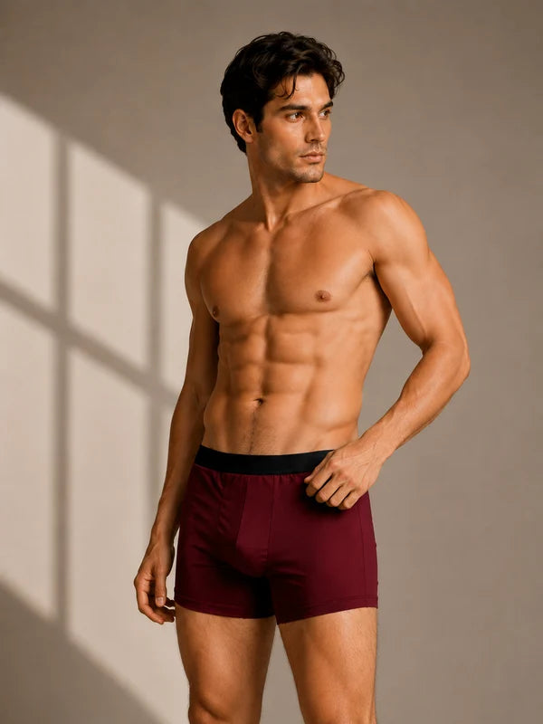 VelvetCore Maroon Boxer Briefs for Men
